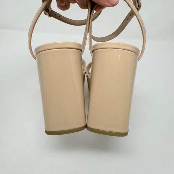 New Stuart Weitzman Gala Patent Leather Sandals Golden Beige Sz 10 - Picture 6 of 14